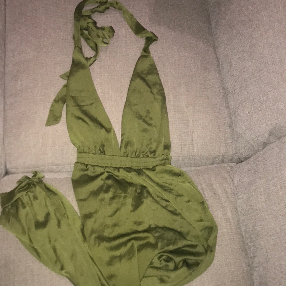 Sexy olive green jumpsuit